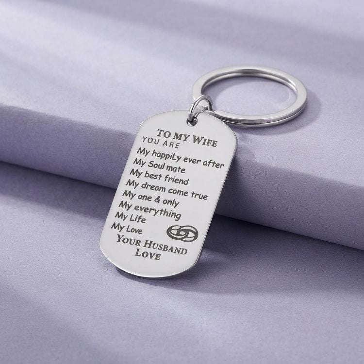 "To My Wife" Engraved Keychain – Sentimental Gift for Her