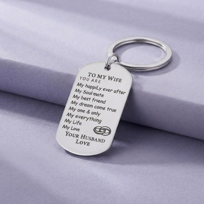 "To My Wife" Engraved Keychain – Sentimental Gift for Her