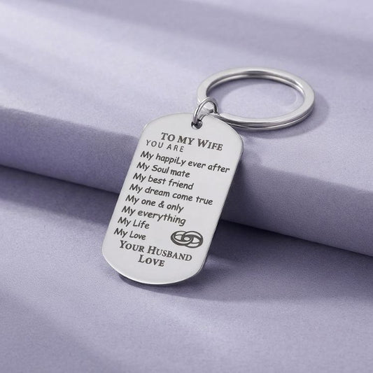 "To My Wife" Engraved Keychain – Sentimental Gift for Her