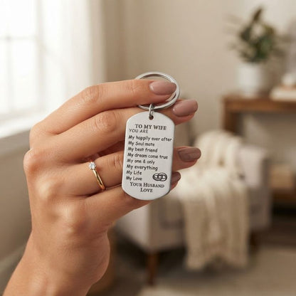 "To My Wife" Engraved Keychain – Sentimental Gift for Her