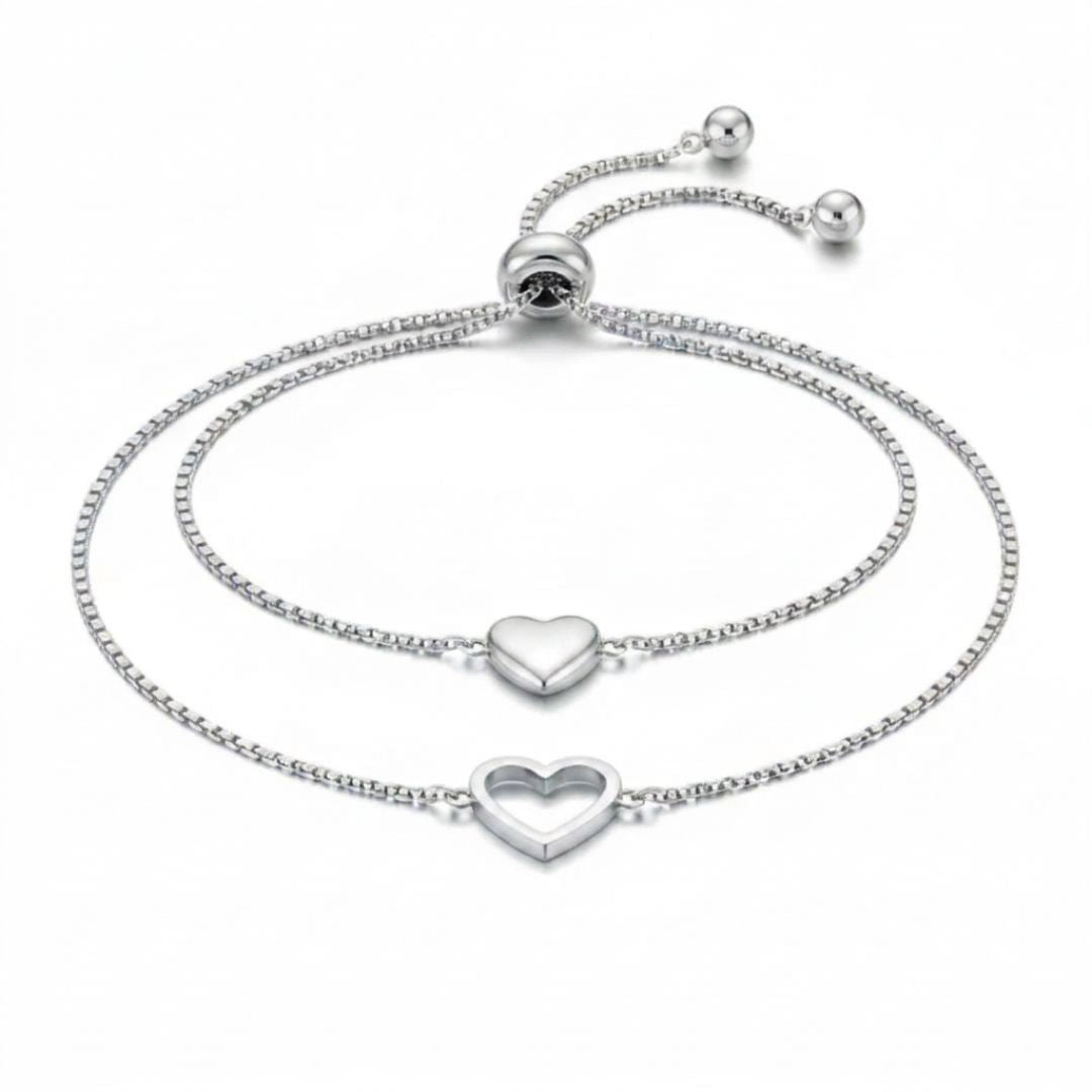 Mother Daughter Matching Hearts Bracelet