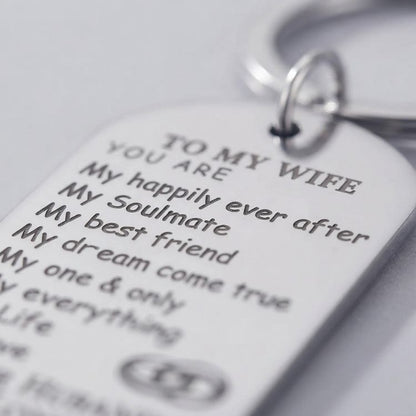 "To My Wife" Engraved Keychain – Sentimental Gift for Her