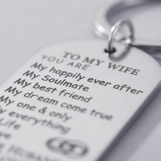 "To My Wife" Engraved Keychain – Sentimental Gift for Her