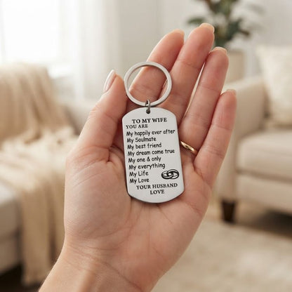 "To My Wife" Engraved Keychain – Sentimental Gift for Her
