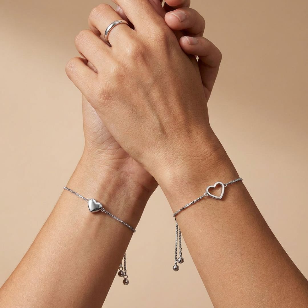 Mother Daughter Matching Hearts Bracelet