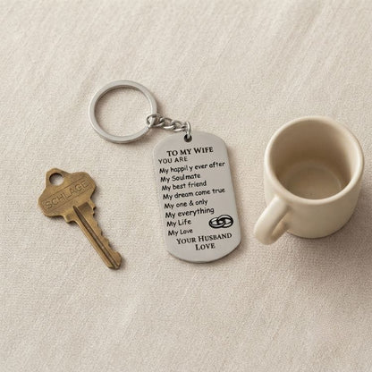 "To My Wife" Engraved Keychain – Sentimental Gift for Her