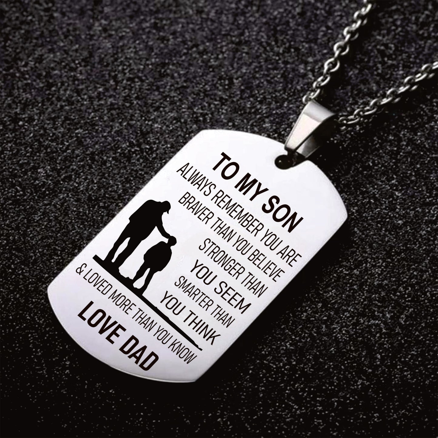 "To My Son" Stainless Steel Dog Tag Necklace – From Mom or Dad
