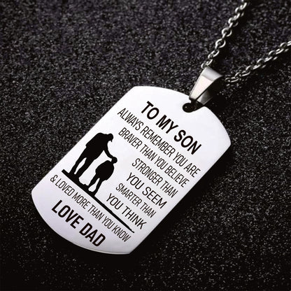 "To My Son" Stainless Steel Dog Tag Necklace – From Mom or Dad