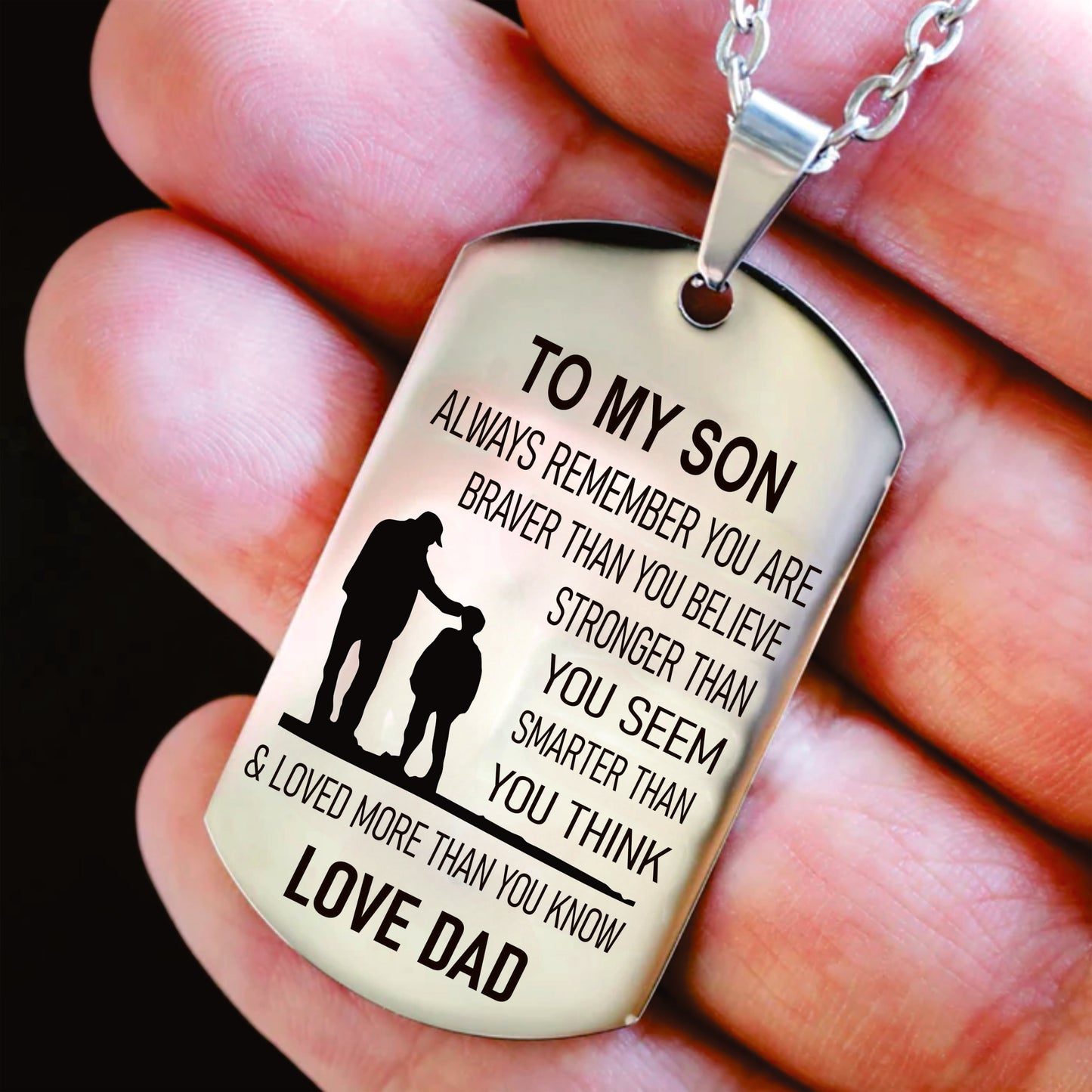 "To My Son" Stainless Steel Dog Tag Necklace – From Mom or Dad