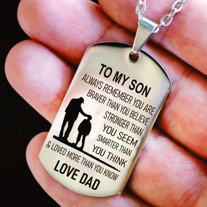 "To My Son" Stainless Steel Dog Tag Necklace – From Mom or Dad