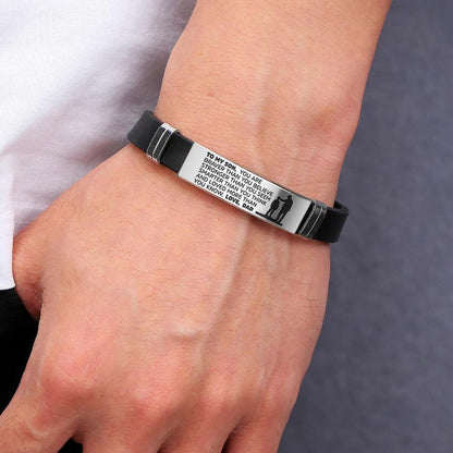To My Son Bracelet – Braver, Stronger, Smarter Engraved Bracelet  | Gift from Mom or Dad