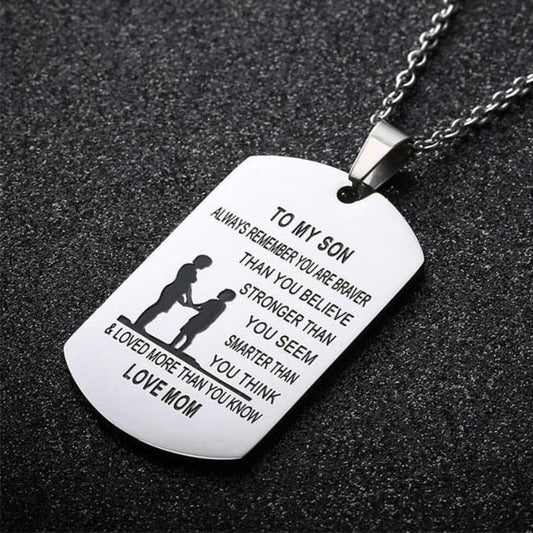 "To My Son" Stainless Steel Dog Tag Necklace – From Mom or Dad