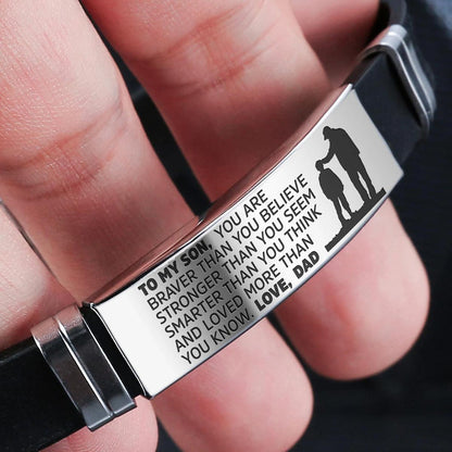To My Son Bracelet – Braver, Stronger, Smarter Engraved Bracelet  | Gift from Mom or Dad